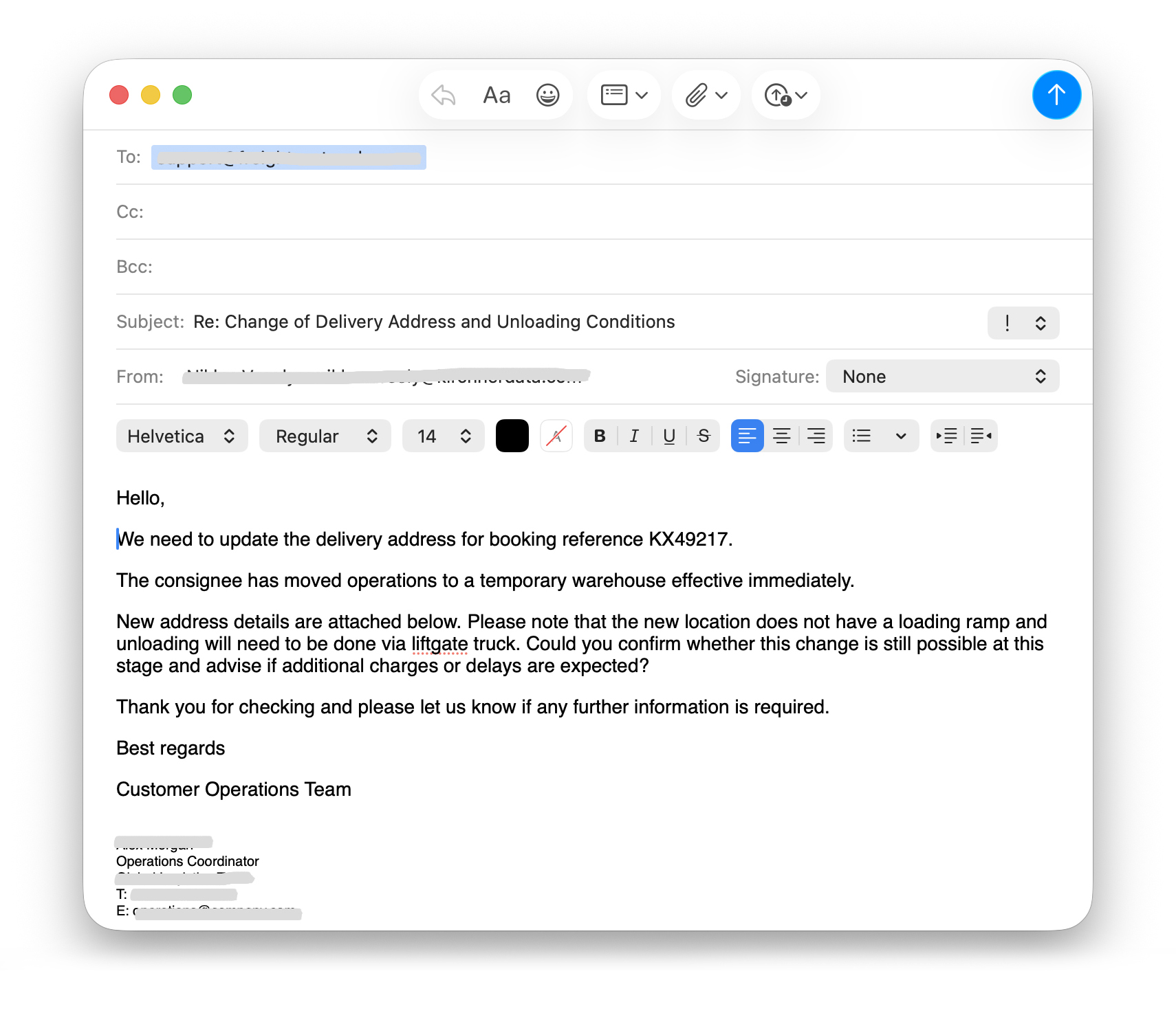 Business email example